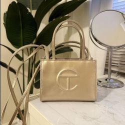Gold  Telfar Shopping Bag Small 