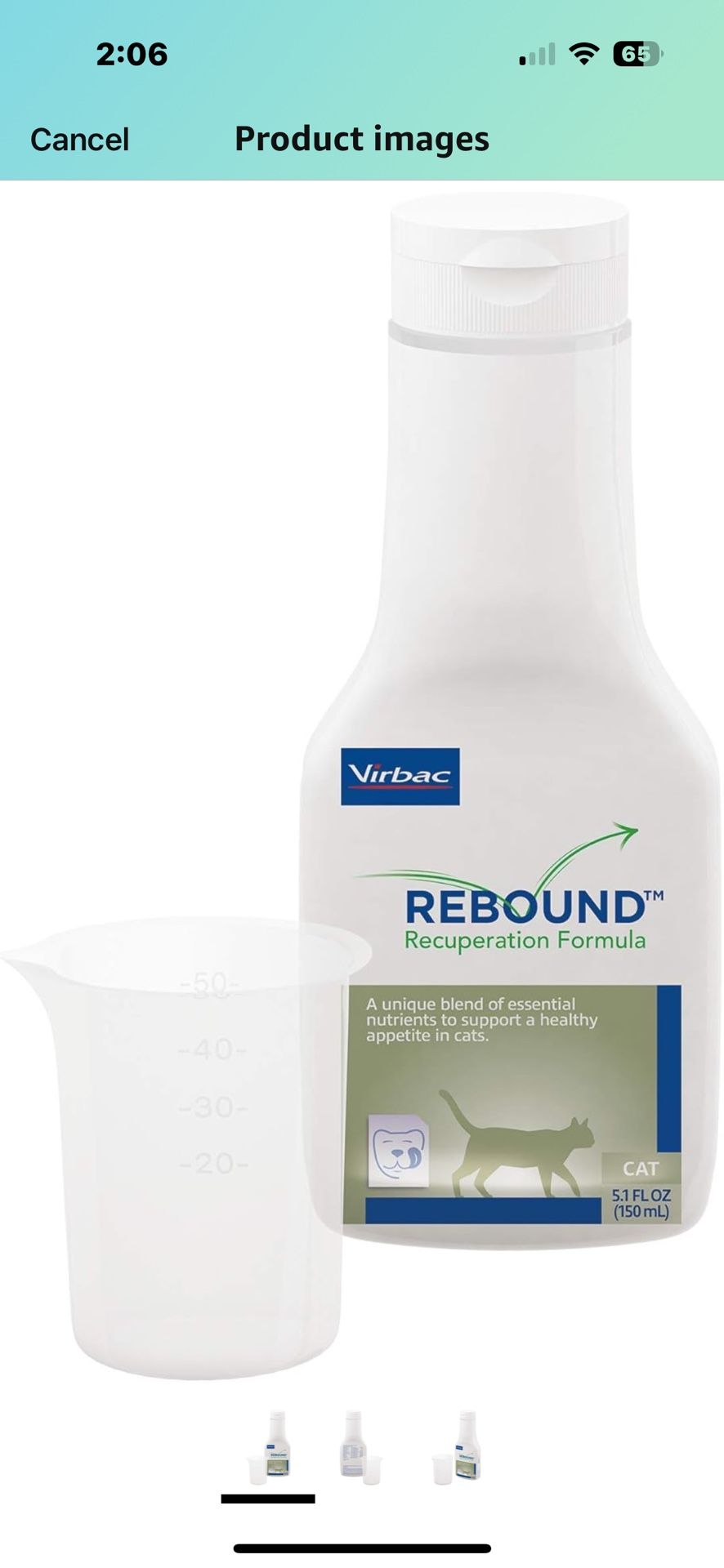 New Virbac Rebound Recuperation Formula for Cats, Clear