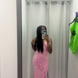 Long pink sparkly dress