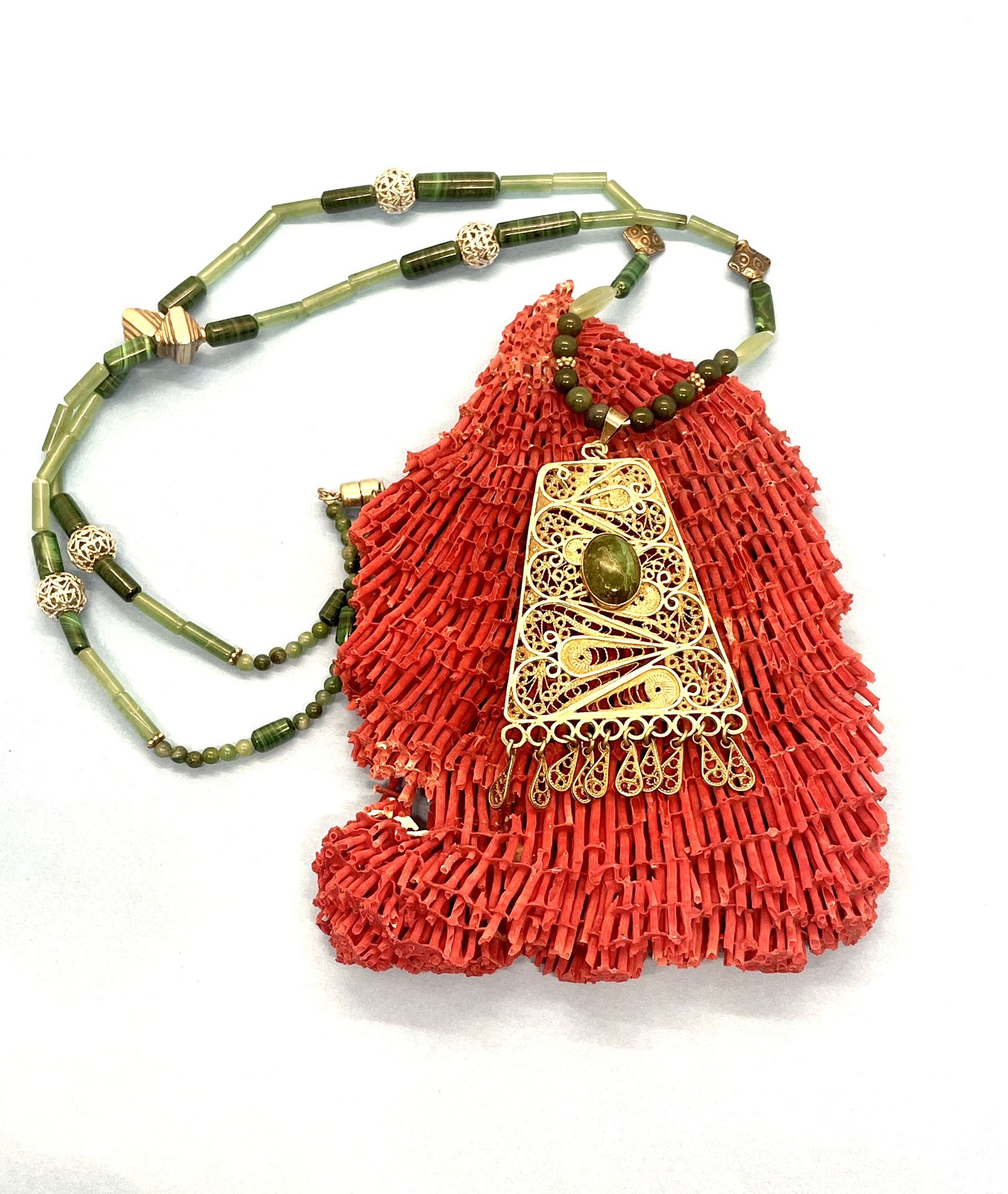 Sterling Malachite Israeli Necklace 