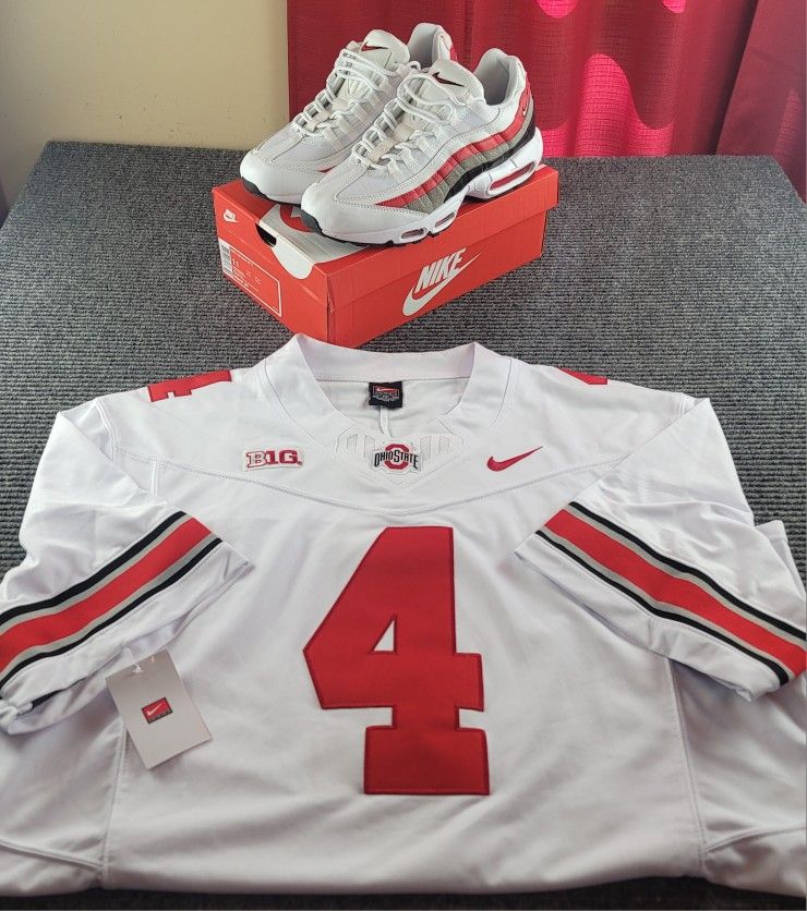 Air Max 95 'White Varsity Red' Size 10 or 11.
Jeremiah Smith Ohio state jersey Mens Large. More sizes in next week.