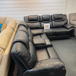 Santiago Black Loveseat And Sofa Set Only $999! 