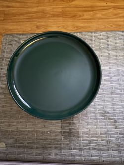 Set Of 6 Ceramic Plates- Hunter Green