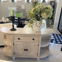 Entry Table - Ivory Distressed With Black Knobs/handles
