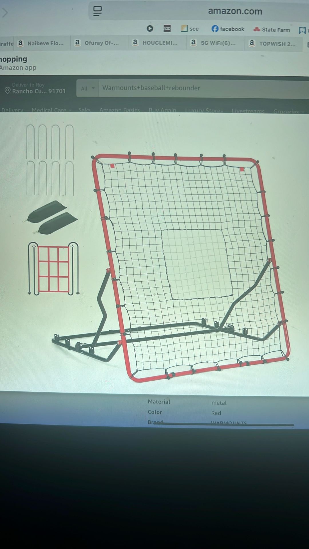 NEW Baseball Rebounder Net. 4.5x4FT Multi-Sport Pitch Back Rebounder w/4 Adjustable Angles & 2 Strike Zones, Baseball/Softball Bounce Back Net