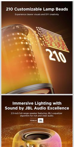 Govee Table Lamp 2 Pro x Sound by JBL, Smart Cordless Table Lamp with Speaker, Music-Light Sync, 16 Music Modes & 100+ Scene Modes, Work with Matter, 