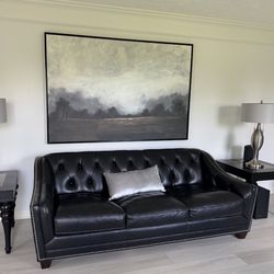 Black Real Leather Sofa