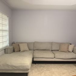 Chenille Sectional With Washable Cushions 
