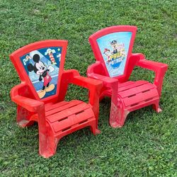 Set Of 2 Mickey Mouse And Paw Patrol Kids Toddlers Adirondack Plastic Chairs Patio Garden Indoor Outdoor
