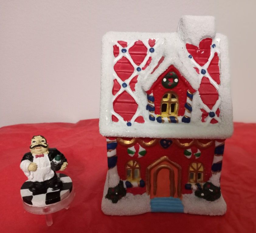 Ceramic Christmas House & Butler Cheese Holder