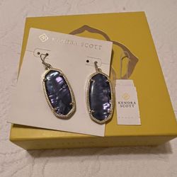 New Kendra Scott Gold Navy Abalone Earrings