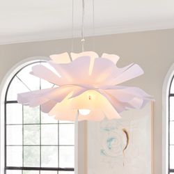 ELYCCUPA 20” Floral Pendant Light 2-Light Adjustable Modern Chandelier Flower Contemporary Pendant Lighting Fixtures For Kitchen Island Living Dining 