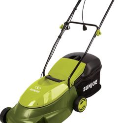 Sun Joe MJ401E 14-Inch 12-Amp Electric Lawn Mower w/Collapsible Handle for Storage, 3-Position Height Control, 10.6-Gallon Bag, Green  used good condi