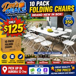 10 PACK FOLDING CHAIRS BRAND NEW IN BOX ONLY $125