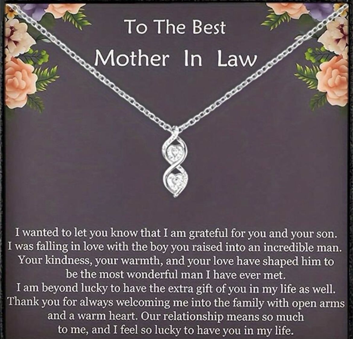 Mother’s Day, Birthday gift Mothers-In-Law Stunning Silver Necklace 