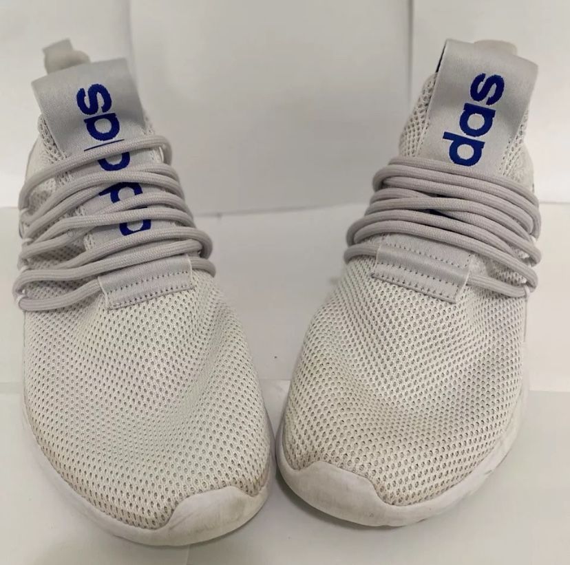 Adidas Cloudfoam Mens White / Blue Mesh Athletic Shoes Size 11 US