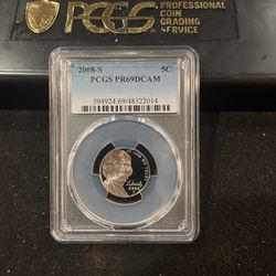 2008 S Gem Proof Jefferson Nickel Graded At PR69 With A Deep Cameo 11-11