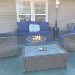 Large 4 Piece Patio Furniture Set w/ Cushions and Hard Top Table **Local Delivery** 