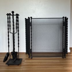 Fireplace Screen And Tools