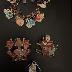 Disney Pins And Sleeping Beauty Bracelet 