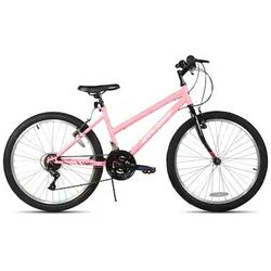 24'' Step-through Mountain Bike with 18-Speed, High-Tensile Steel Frame Bicycle, MTB Women - Pink