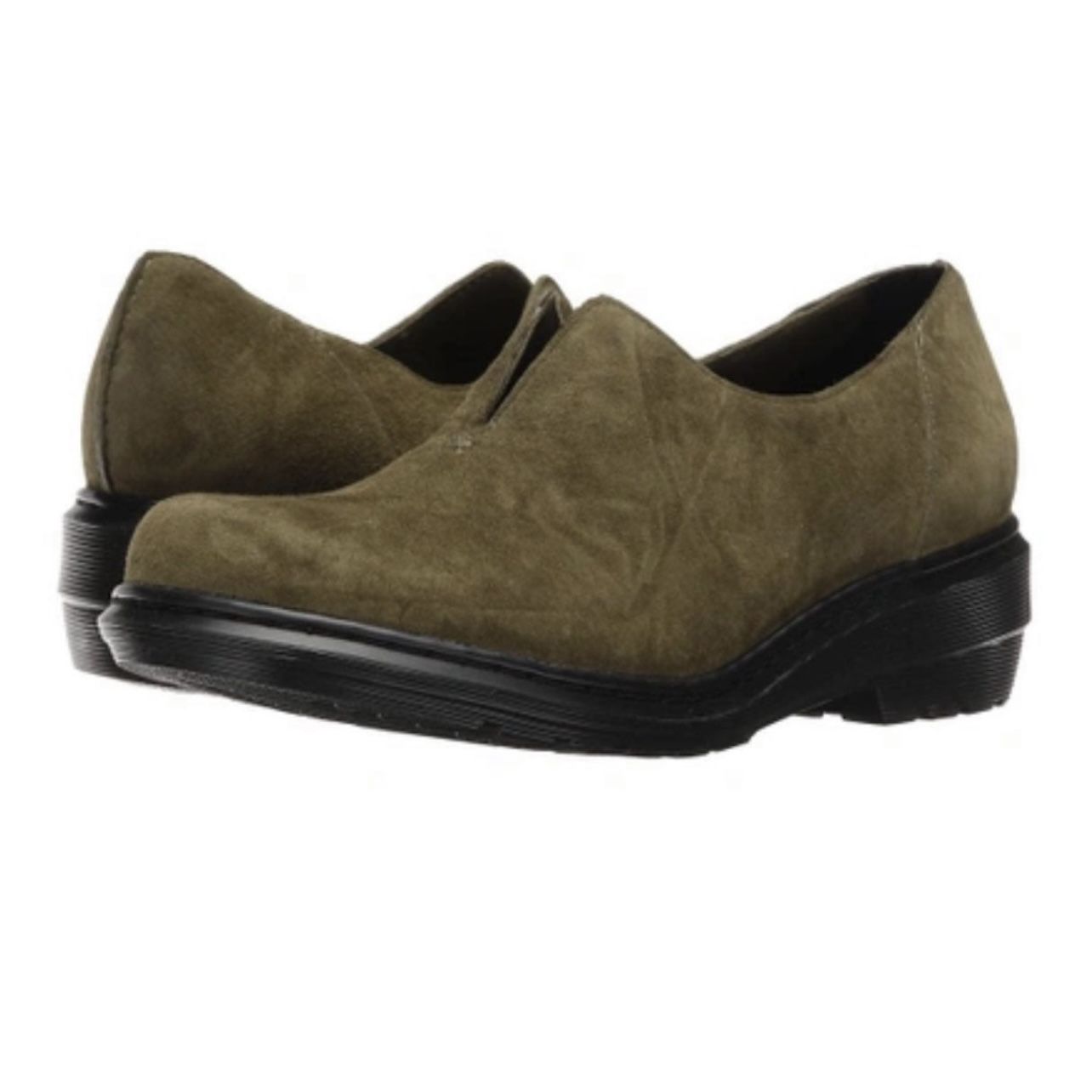 DR. MARTENS Grenade Green Soft Buck Annalina Slip-On Shoes 