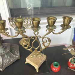 Antique make of bronze five candle holders