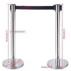 1 Set Hight Quality Crowd Control Stanchions 2 Pcs Black Retractable Belt