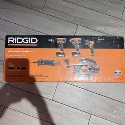 RIDGID 18V Cordless 5 Tool Combo Kit Drill Saw Light Impact Driver 2 Batteries