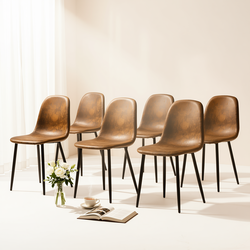 Homy Casa Charlton 6PC Vintage Suede Brown Fabric Dining Chairs