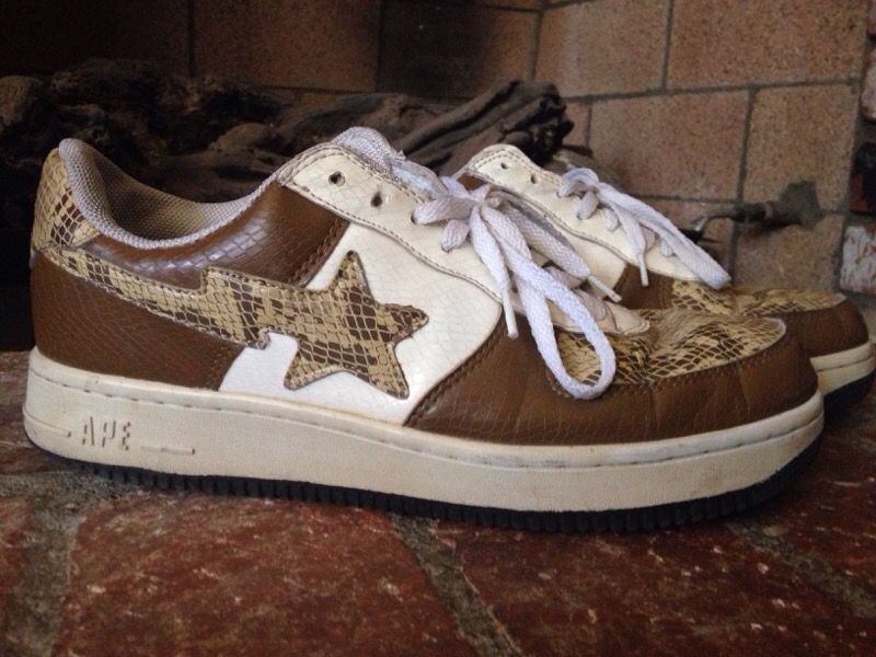 Bathing ape Bape Brown/white snakeskin bapesta size 10