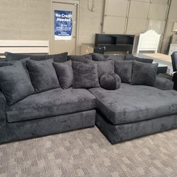 Deep Oversized Black Sectional Couch
