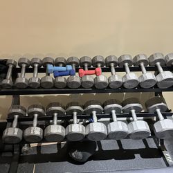 Hexagon Dumbbell Set w/Rack