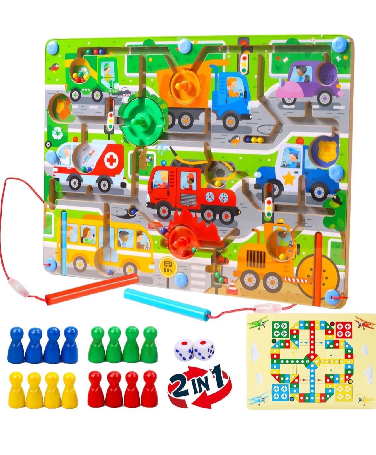 Brandnew Wooden Christmas Games Magnetic Maze Board, Magnetic Puzzle Game Board, Learning & Education Toys, Magnetic Maze Travel Toys for Kids, Fine M