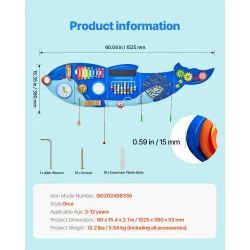 Orca Activity Wall Busy Board Panels, 12 Activities, Montessori Sensory Wall Toy for Kids 3-12 Years, Montessori Learning Activity Center, Ideal for T