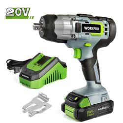 WORKPRO Cordless Impact Wrench 1/2" 320 Ft Pounds Max Torque 20V Battery Charger