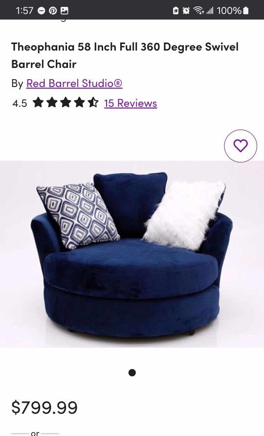 Blue Velvet Swivel Chair