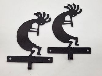Black Metal Key/Leash Hooks - Southwestern Kokopelli Silhouette