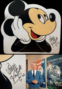 Authentic Walt Disney Autograph Placemat Signed April 1964 New York Worlds Fair