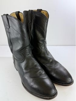Justin Mens Size 12 D Black Leather Roper Western Cowboy Boots 3133 No Insoles