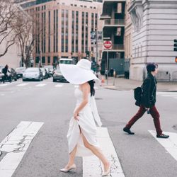Wide- Brim White Sun Hat