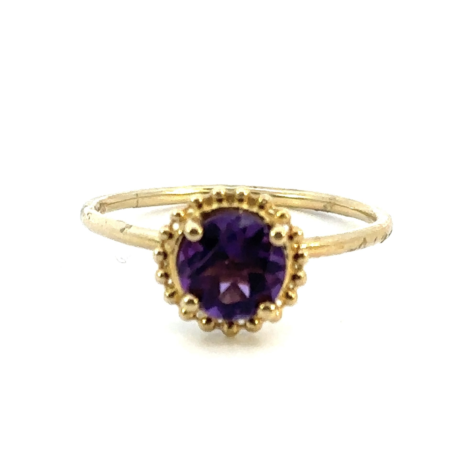 Woman’s Ladies 10k Yellow Gold February Birthstone 1 CT Amethyst Ring Band Size 7.5 GP3120007