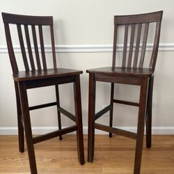 Set of 2 Tall Wood Bar Stools – 47”