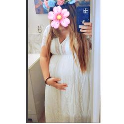 Hermoso Vestido De Maternidad Color Blanco Talla grande 