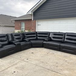 Top Grain Sectional Leather Power Recliner ✅🚚