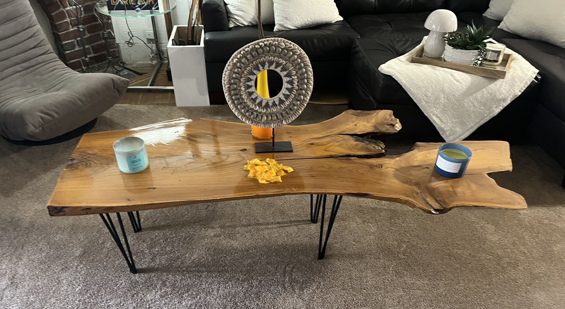 Coffee Table Live Edge Elm Wood