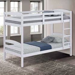 Twin Size Wood White Bunk bed New In Box