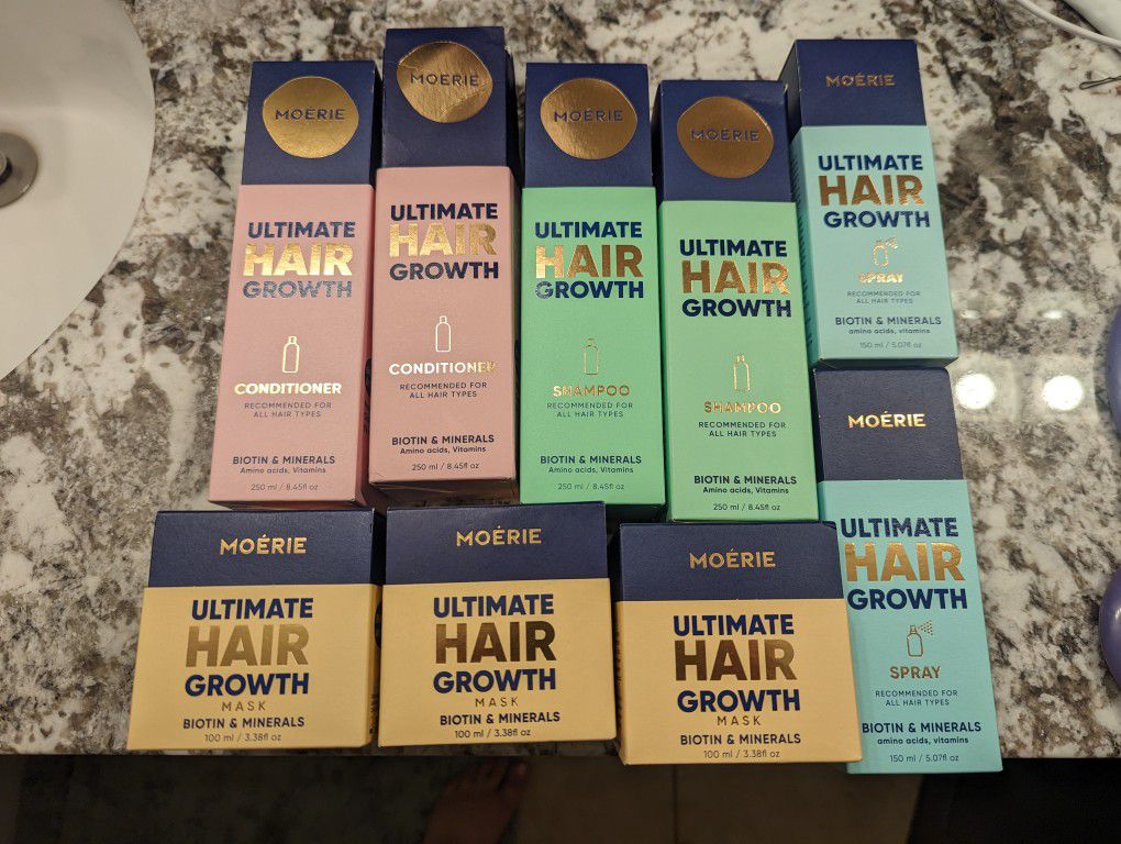 Moerie Ultimate Hair Growth and Repair Shampoo, Conditioner, Hair Mask and Spray

