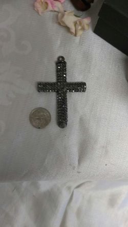 Large metal Crystal cross pendant