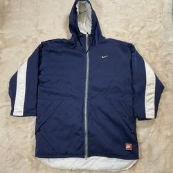 Vintage Men’s Nike Parka XL Logo Navy Blue White Winter Coat